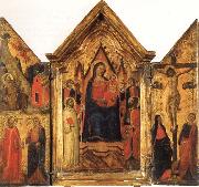 Jacopo del Casentino Madonna and Child Enthroned with SS.Bernard and John the Baptist and Four Angels oil painting